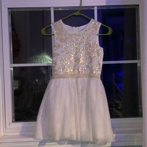 Girls White & Gold Dress
